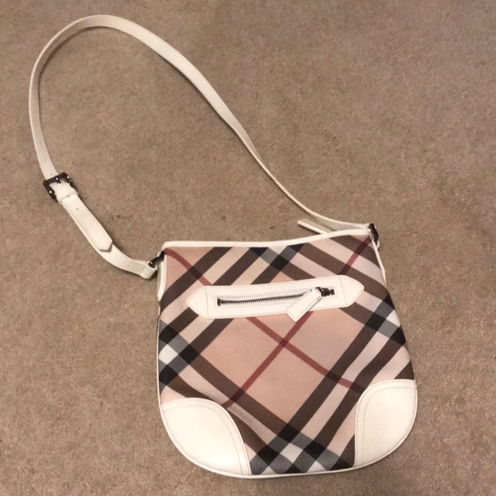 Burberry Super Nova Check Cross Body Bag White